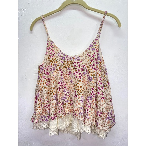 Hem & Thread Tops - Hem & Thread Boho Ditsy Floral Eyelet Lace Trim Tiered Fairy Cami Tank Top NWT M